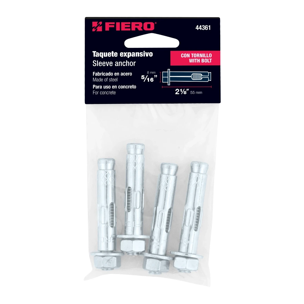 [44361] Bolsa con 4 taquetes expansivos de 5/16" con tornillo | Fiero