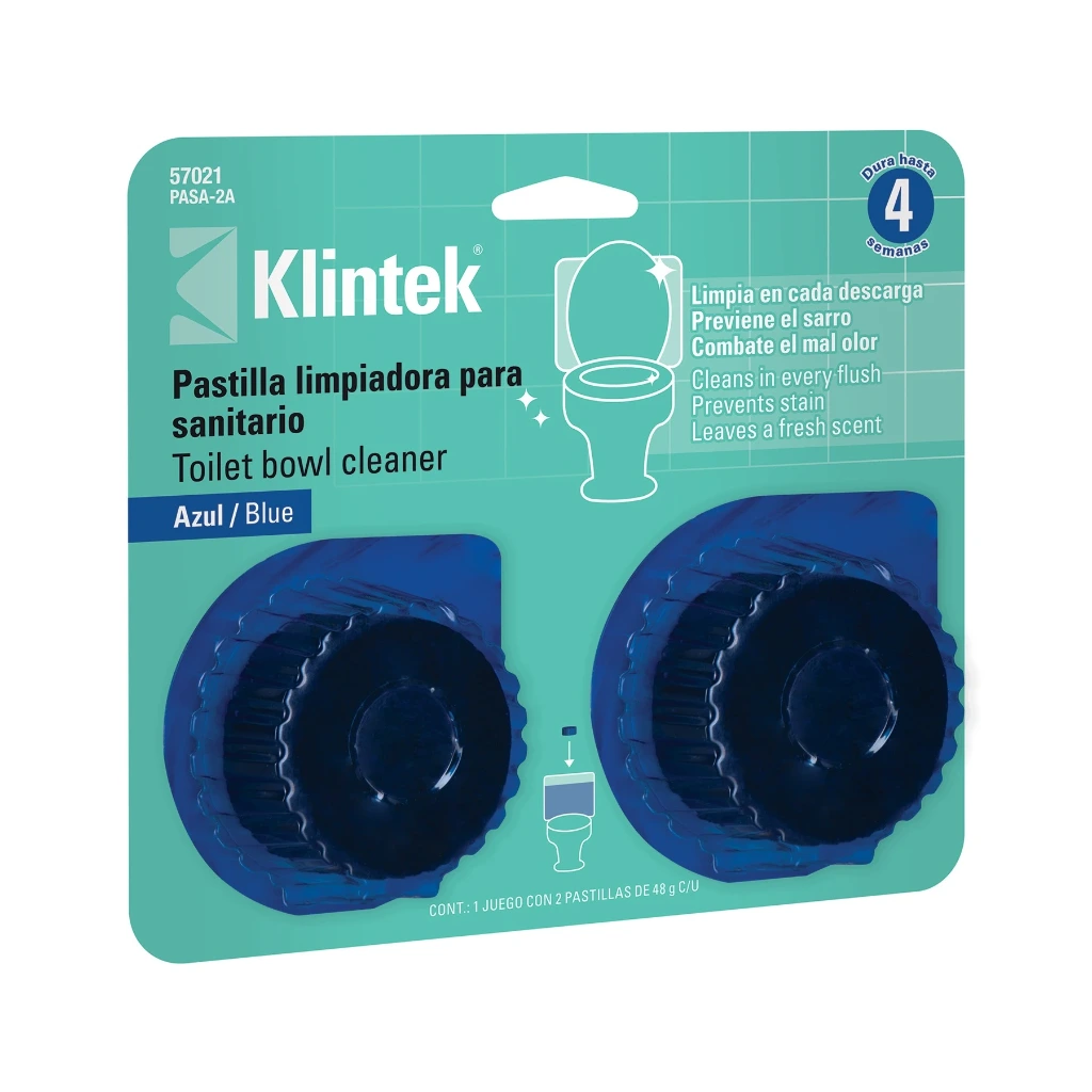 Blíster con 2 pastillas azules desinfectantes para tanque WC | Klintek