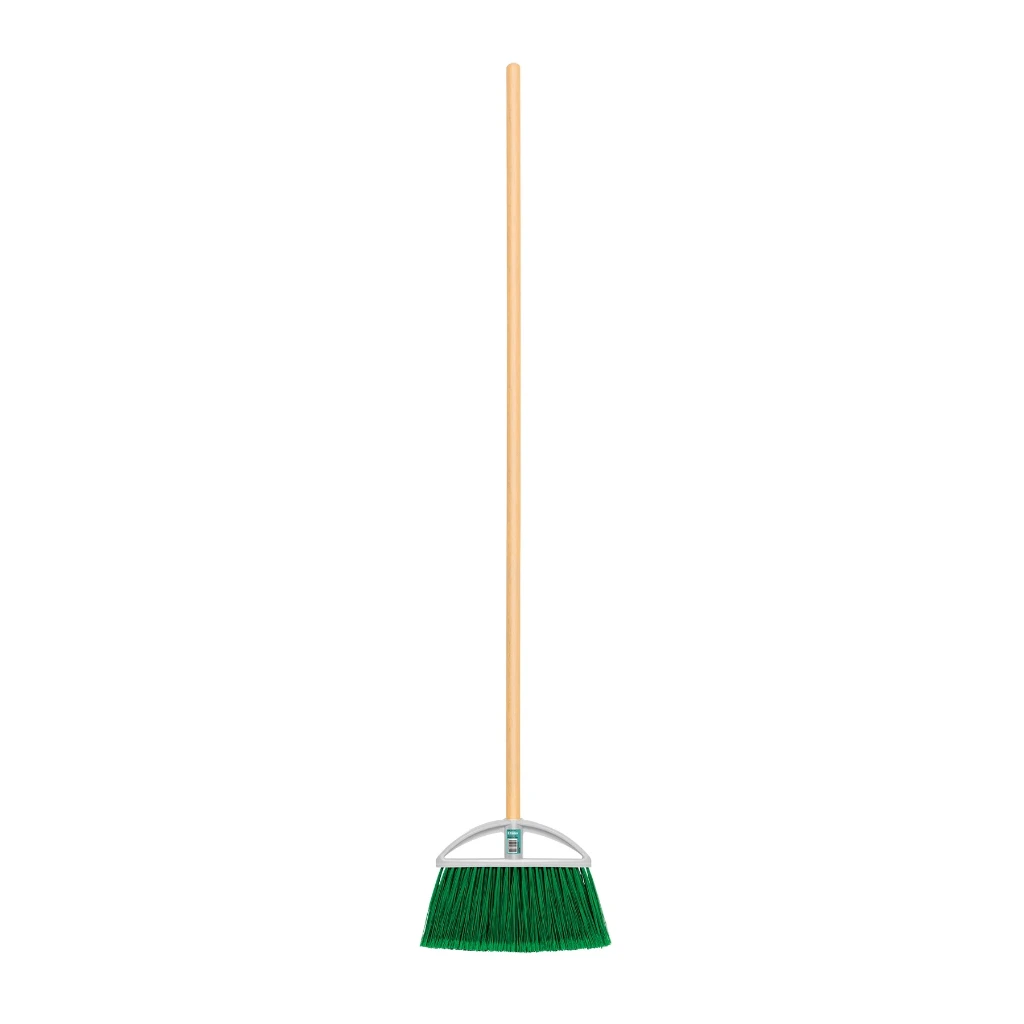[57051] Escoba chica tipo abanico cerdas de PVC baston de madera | Klintek