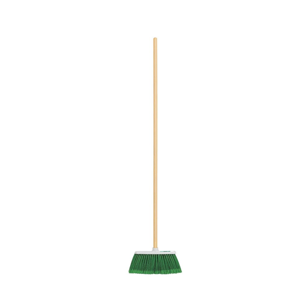 [57053] Escoba chica tipo cepillo cerdas de PVC baston de madera | Klintek