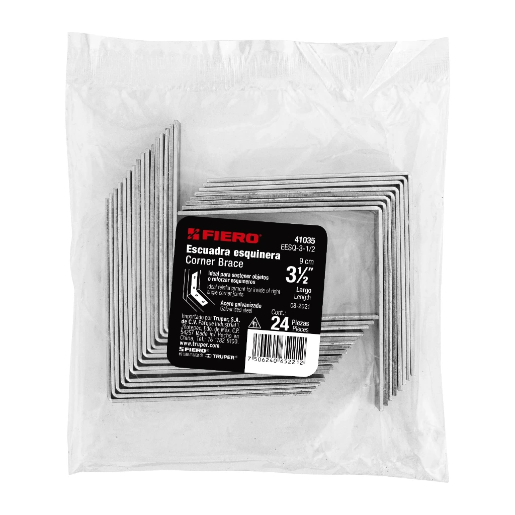 [41035] Bolsa escuadras esquineras 3 1/2" × 3 1/2" con 24 pzas | Esquinero