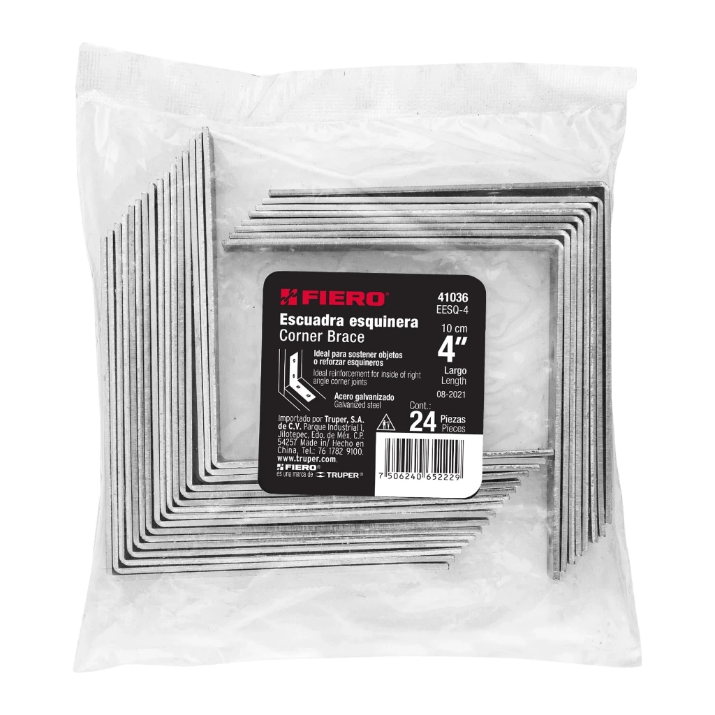 [41036] Bolsa escuadras esquineras 4"×4" con 24 pzas | Esquinero