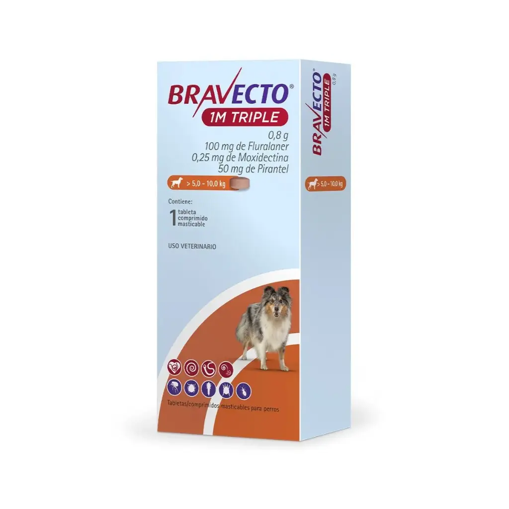 Bravecto 1M Triple 100 mg perros pequeños 5-10 kg M
