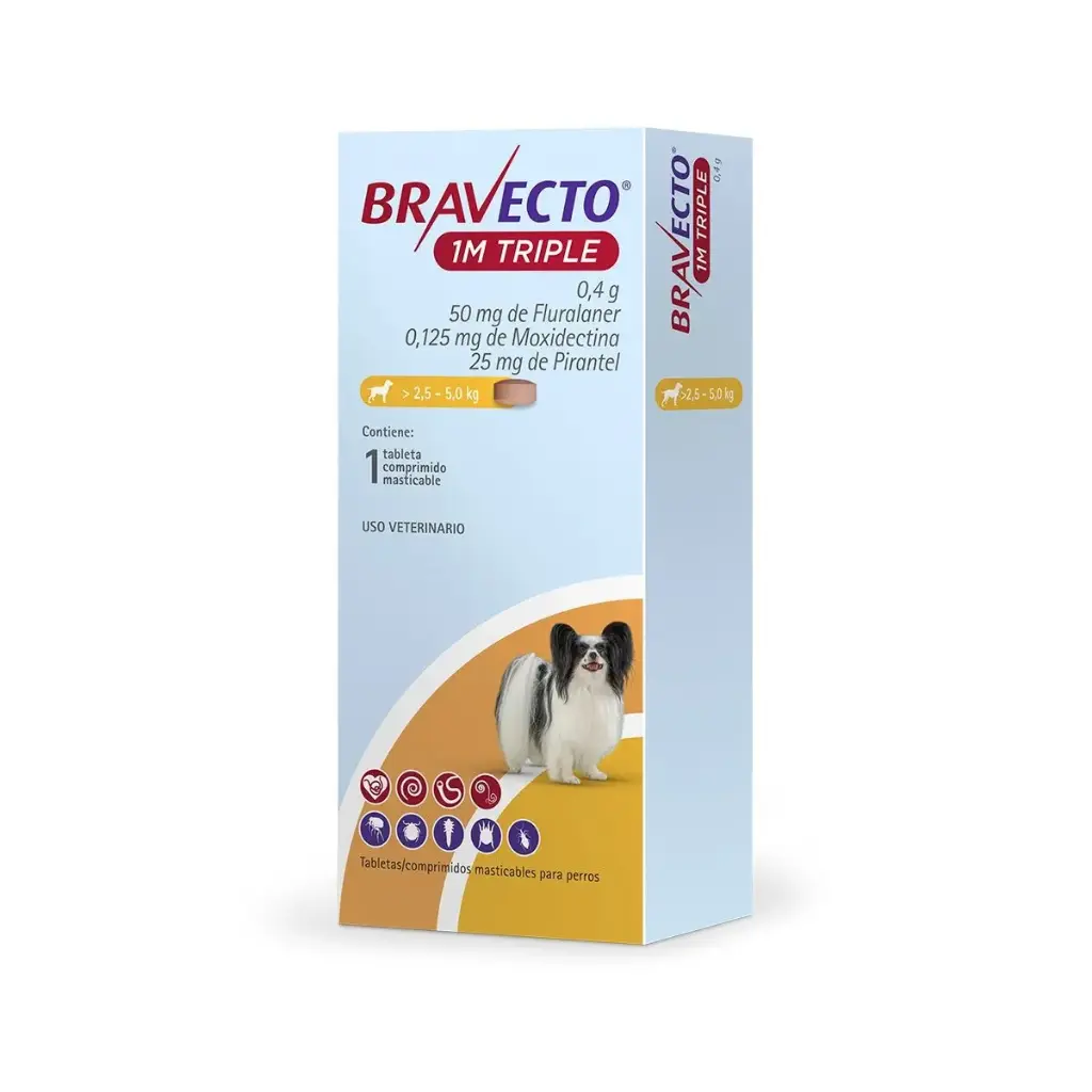 Bravecto 1M Triple 50 mg perros muy pequeños 2.5-5 kg S
