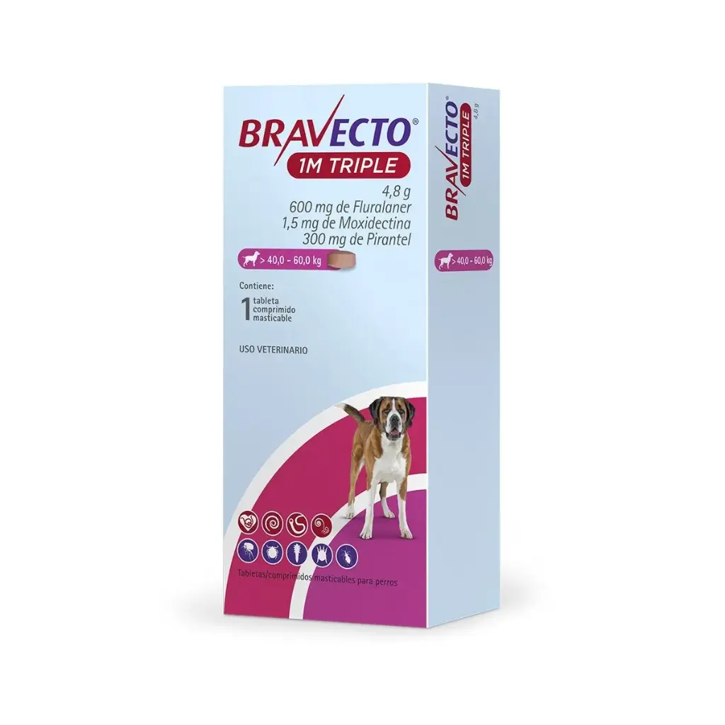Bravecto 1M Triple 600 mg perros gigantes 40-60 kg XXL