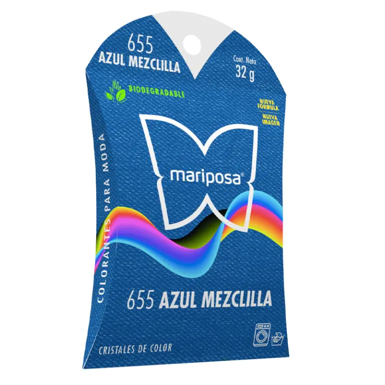 Colorante para Telas Mariposa 655 azul mezclilla