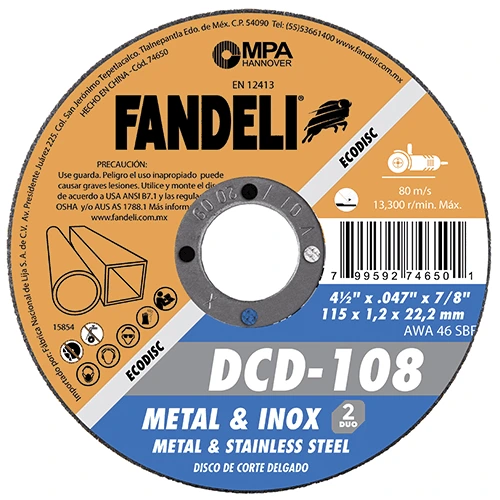 Disco de 4-1/2" x corte delgado metal  | Fandeli