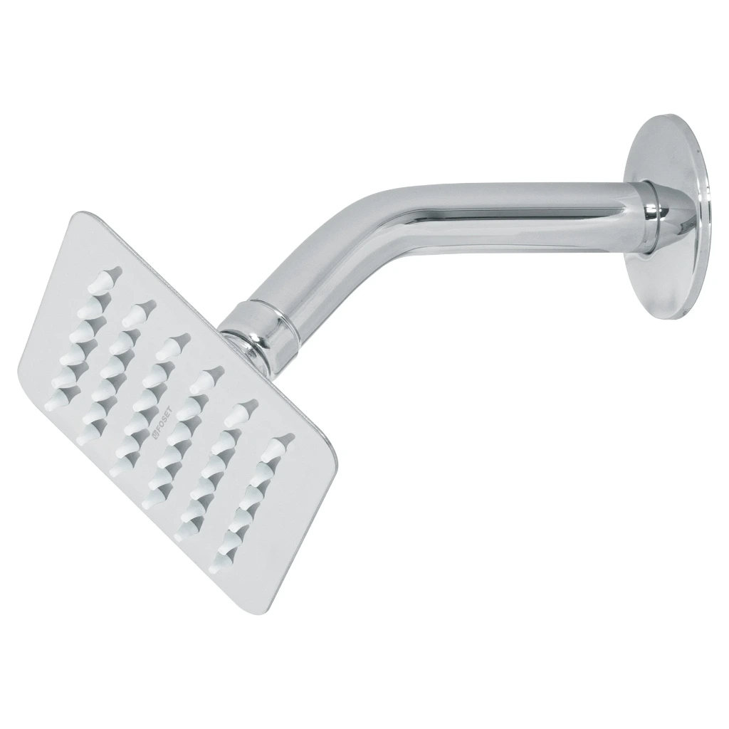 [47734] Regadera cuadrada 4, acero inox, con brazo, cromo, TUBIG