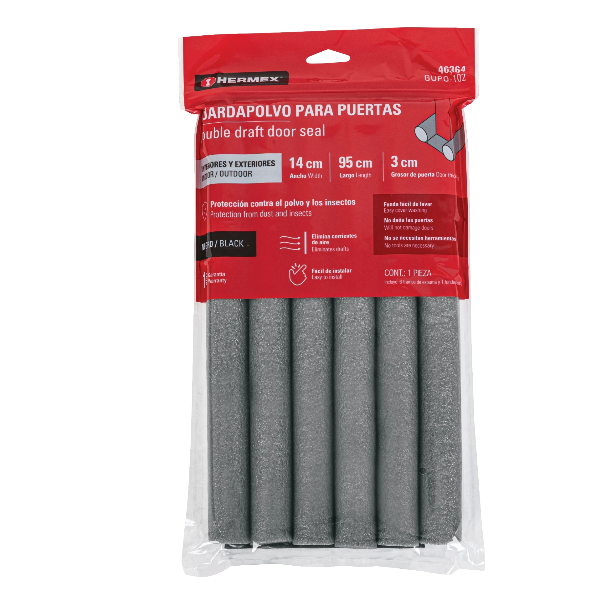 Guardapolvo con funda 95 cm, negro, HERMEX