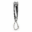 Cortauñas de corte frontal con lima y cadena acero inoxidable plata