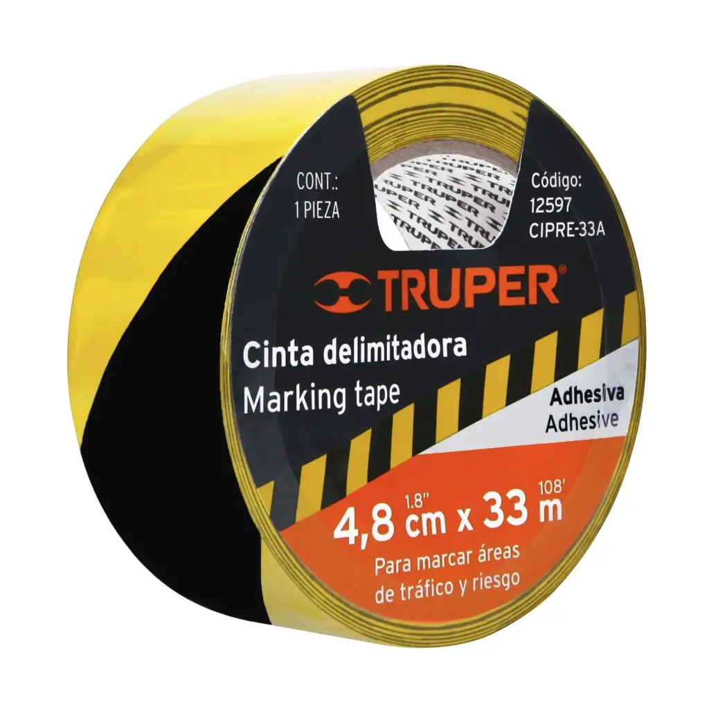 [12597] Rollo de 33 m de cinta delimitadora amarilla / negro|Truper