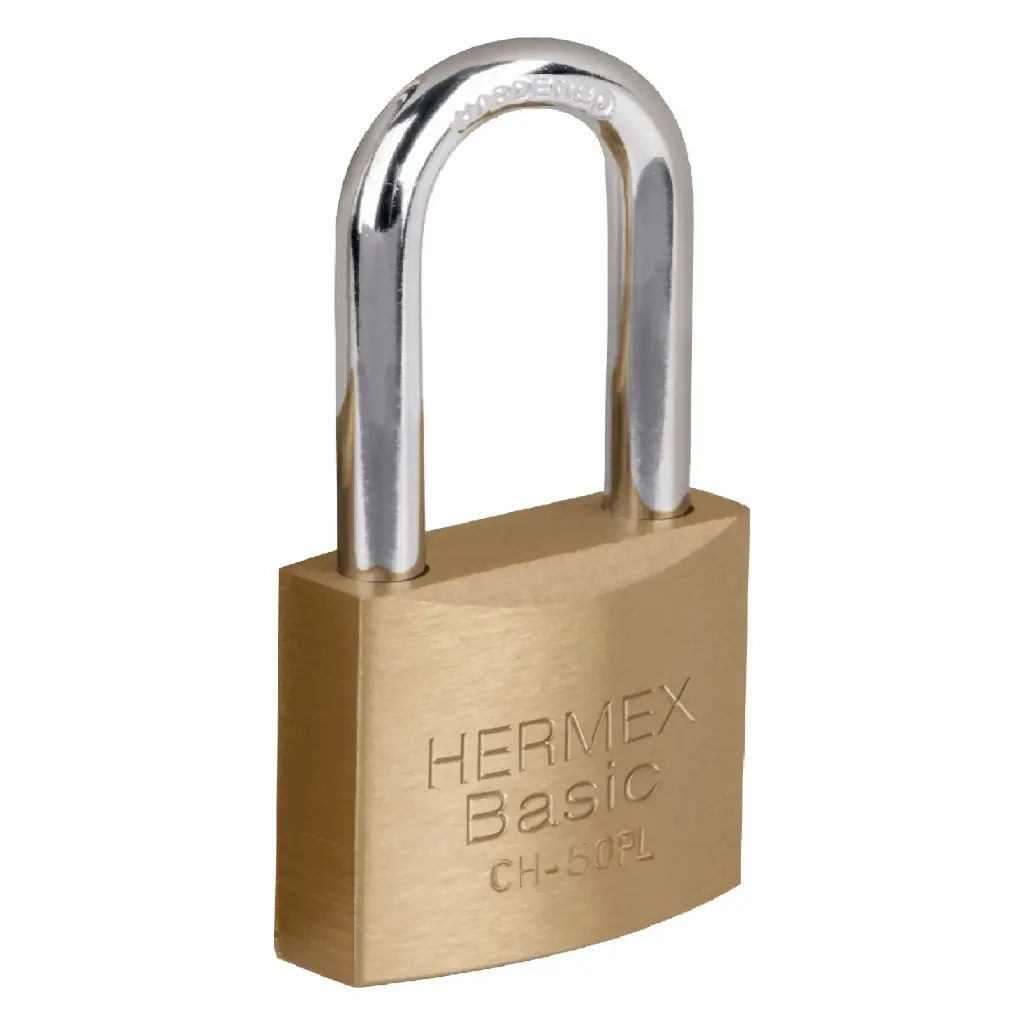 Candado 50 mm Hierro Largo Latón en Caja | Hermex Basic