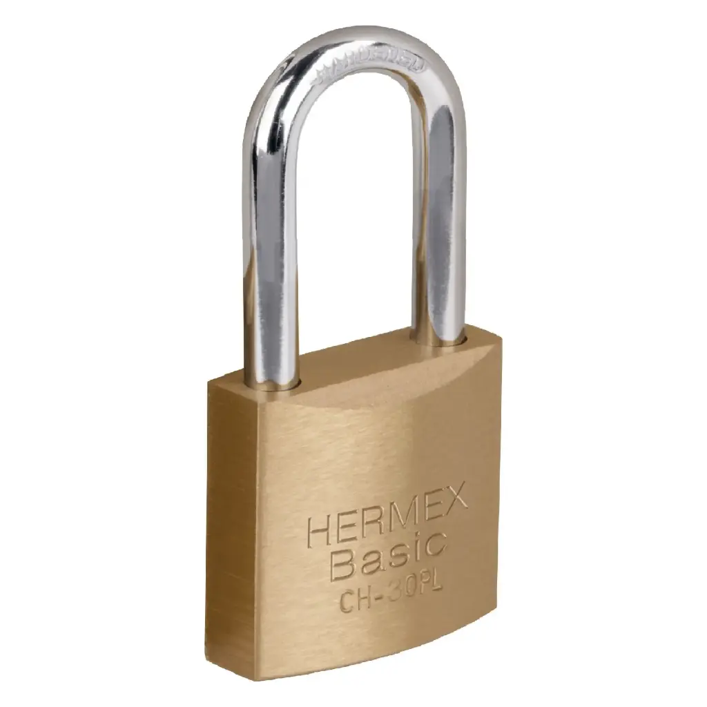 [27070] Candado 30 mm Hierro Largo Latón en Caja | Hermex Basic