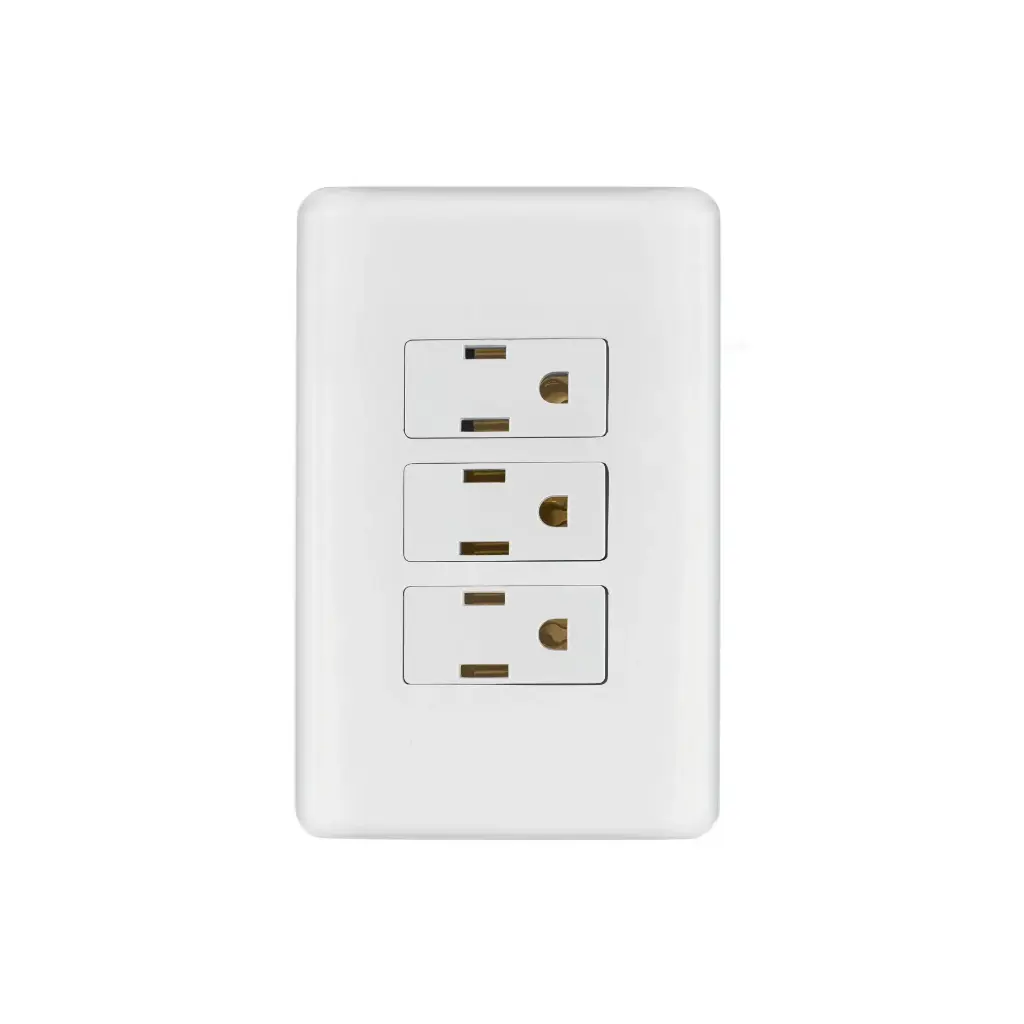 [25082] Placa armada 3 Contactos dúplex 2 polos + tierra Blanco | Volteck Basic