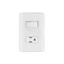 Placa armada 1 Interruptor sencillo + 1 Contacto dúplex 2 polos + tierra Blanco | Volteck Basic