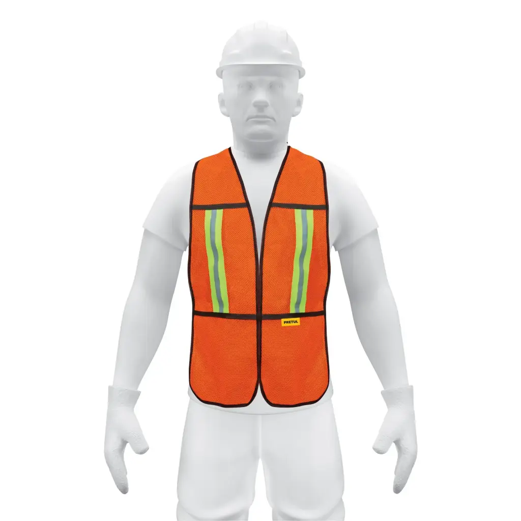 [21025] Chaleco de seguridad con cintas reflejantes naranja| Pretul