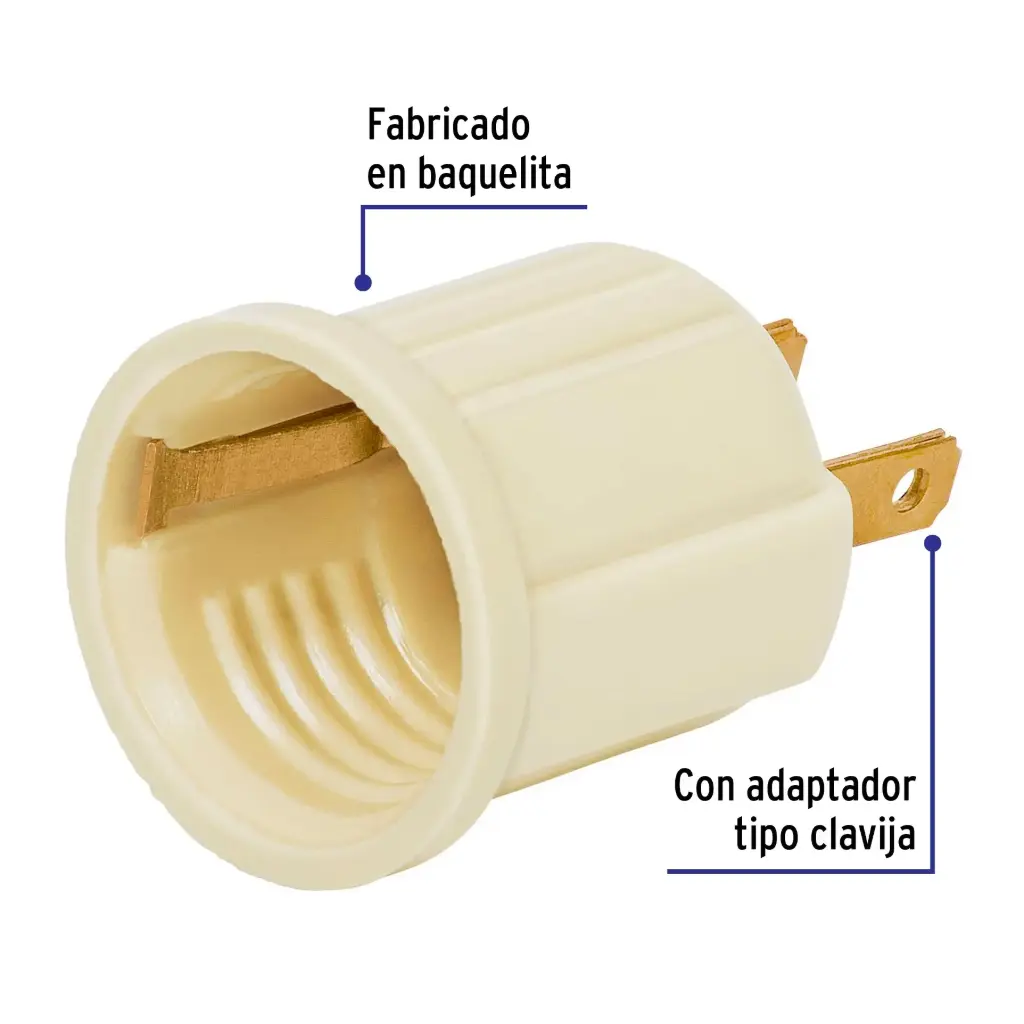 [46525] Portalámpara de baquelita con adaptador marfil| Volteck