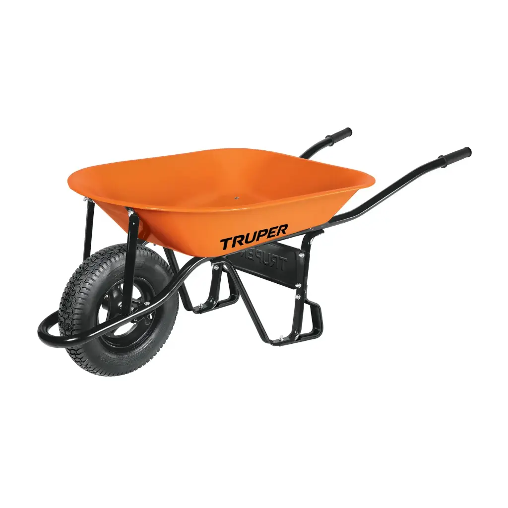 [11740] Carretilla 4.5 ft3 Naranja Neumática bastidor tubular | Truper