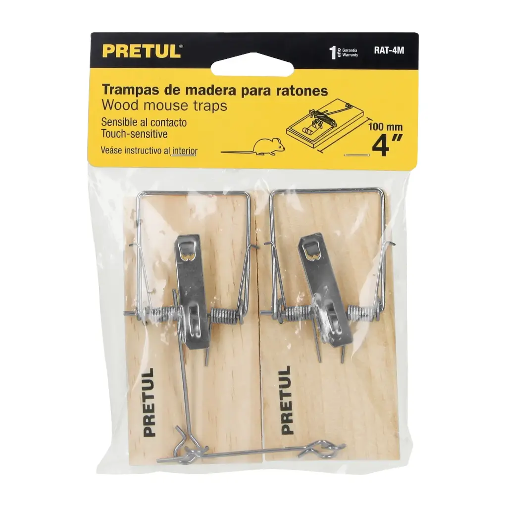 [23709] Bolsa trampas de madera para ratón 4" con 2 pzas | Pretul