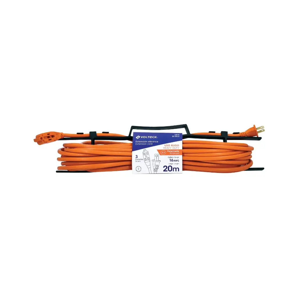 [48049] Extensión eléctrica de 20m uso rudo naranja 2x16 AWG | Volteck