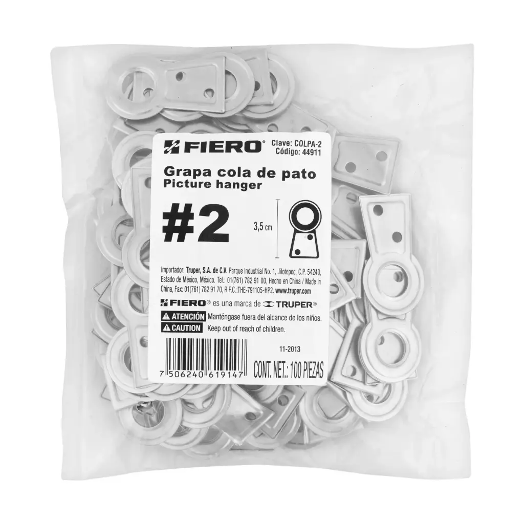 Bolsa colas de pato #2 con 100 pzas altura 3.5 cm ojillo 9 mm | Fiero