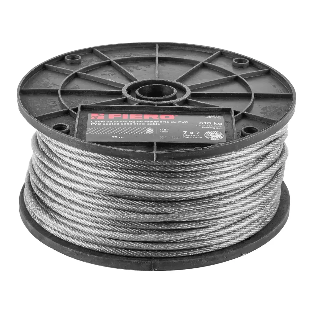 [44219] Carrete cable 1/8 recubierto PVC 7x7 75m|Fiero