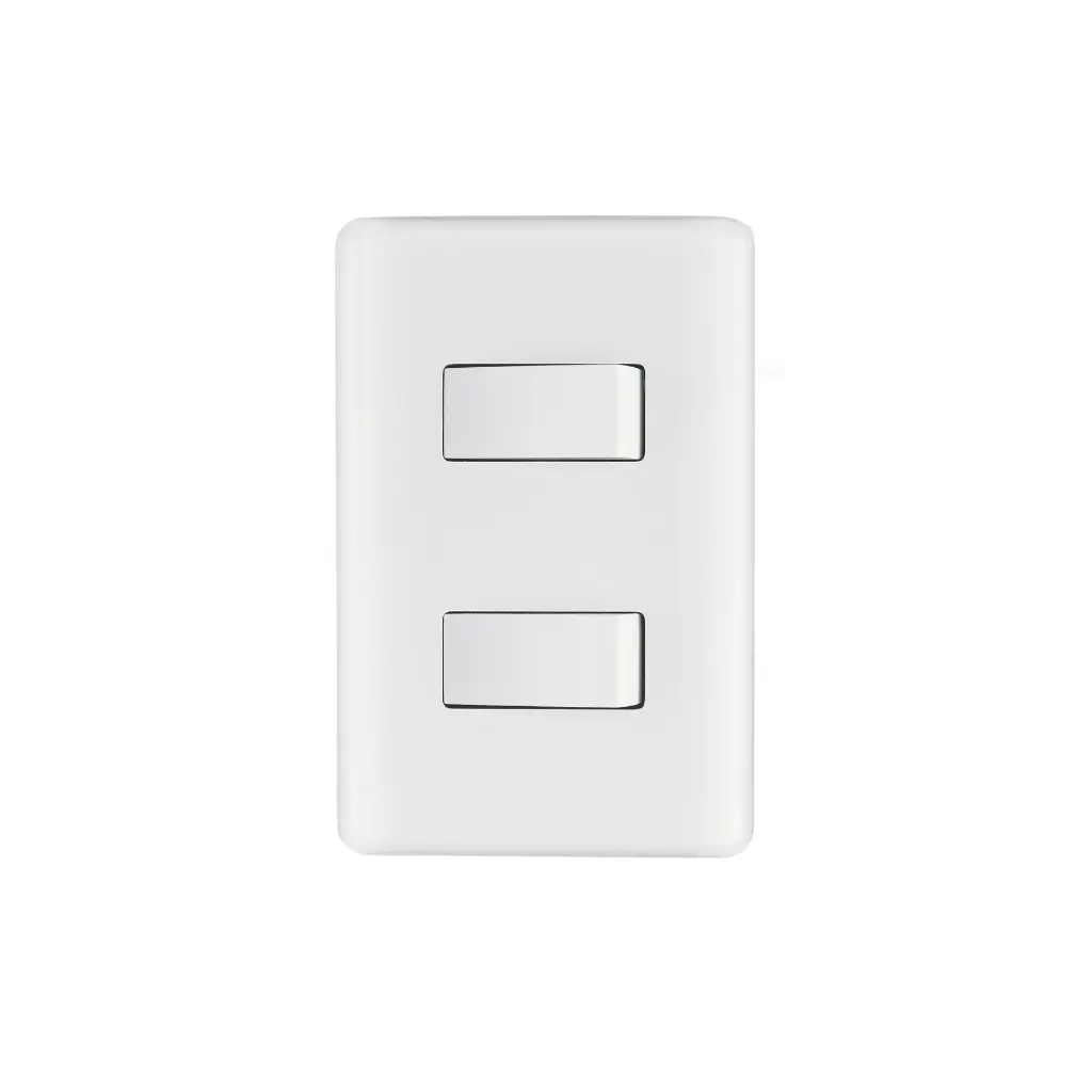 [25080] Placa armada 2 Interruptores sencillos Blanco | Volteck Basic
