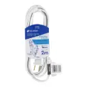 Extensión eléctrica 2m doméstica blanca clavija recta | Volteck