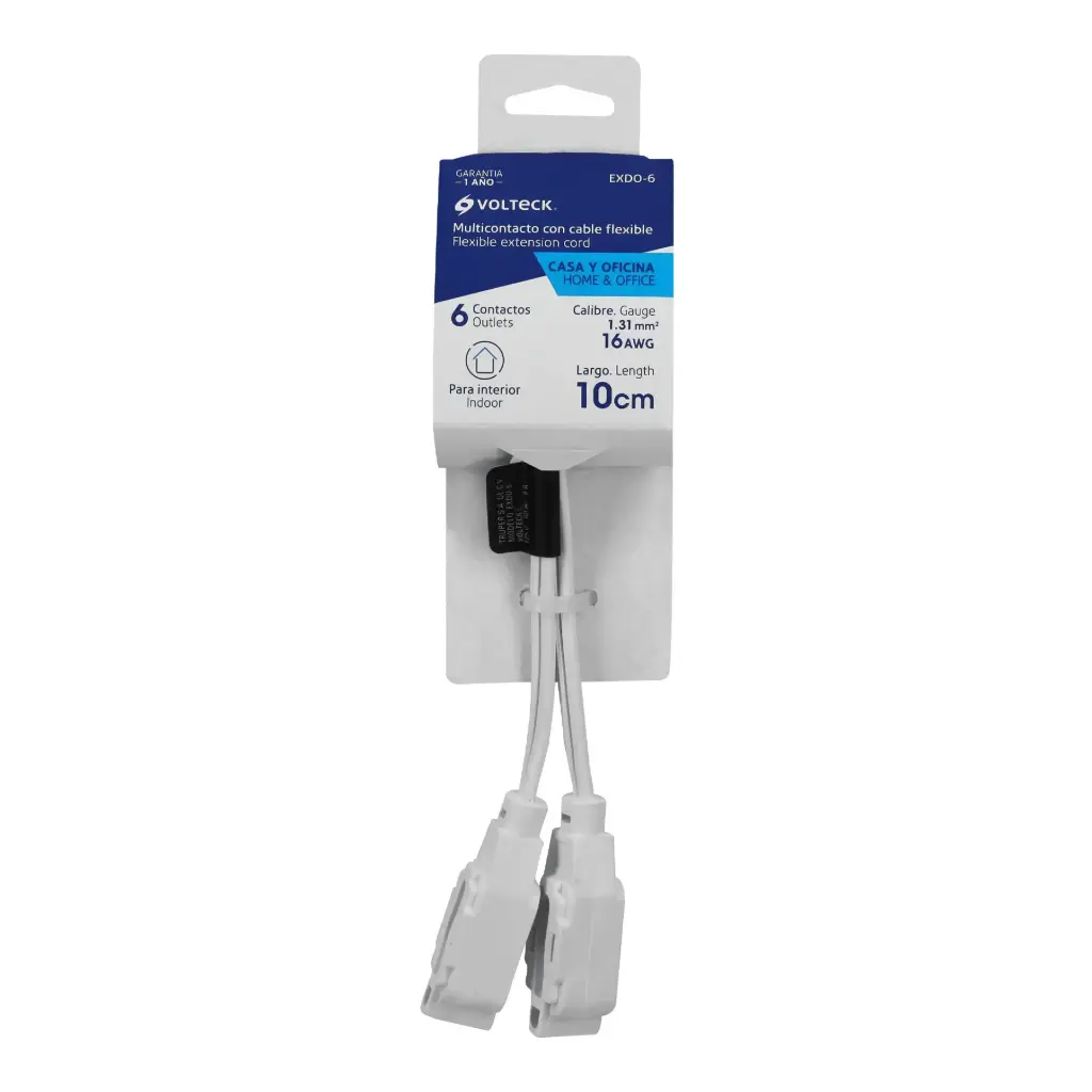 Mini extensión eléctrica doméstica dual 10 cm blanca| Volteck