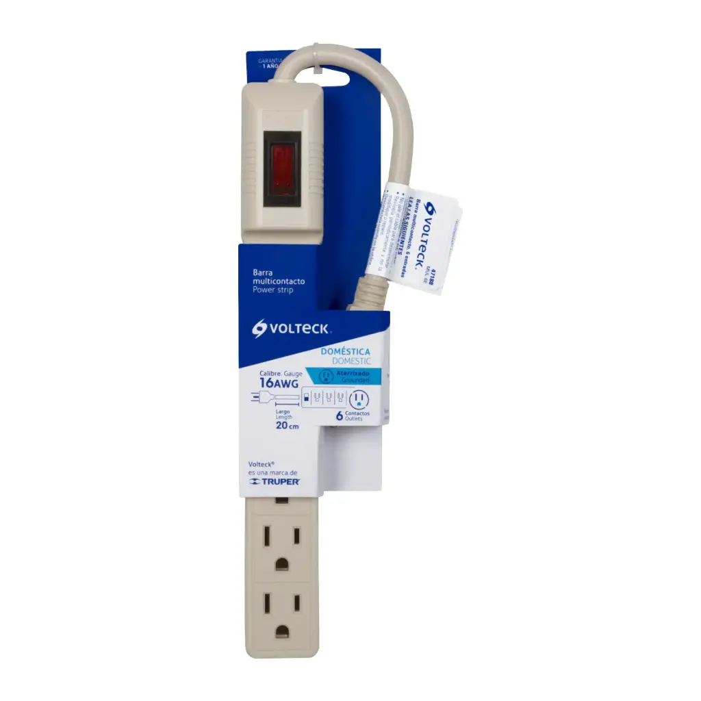 [47188] Multicontacto 16 AWG doméstico 6 entradas | Volteck