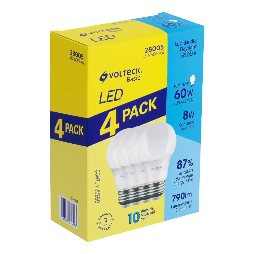 Paquete de lampara led 8w sustituye 60w 4pz │Foco
