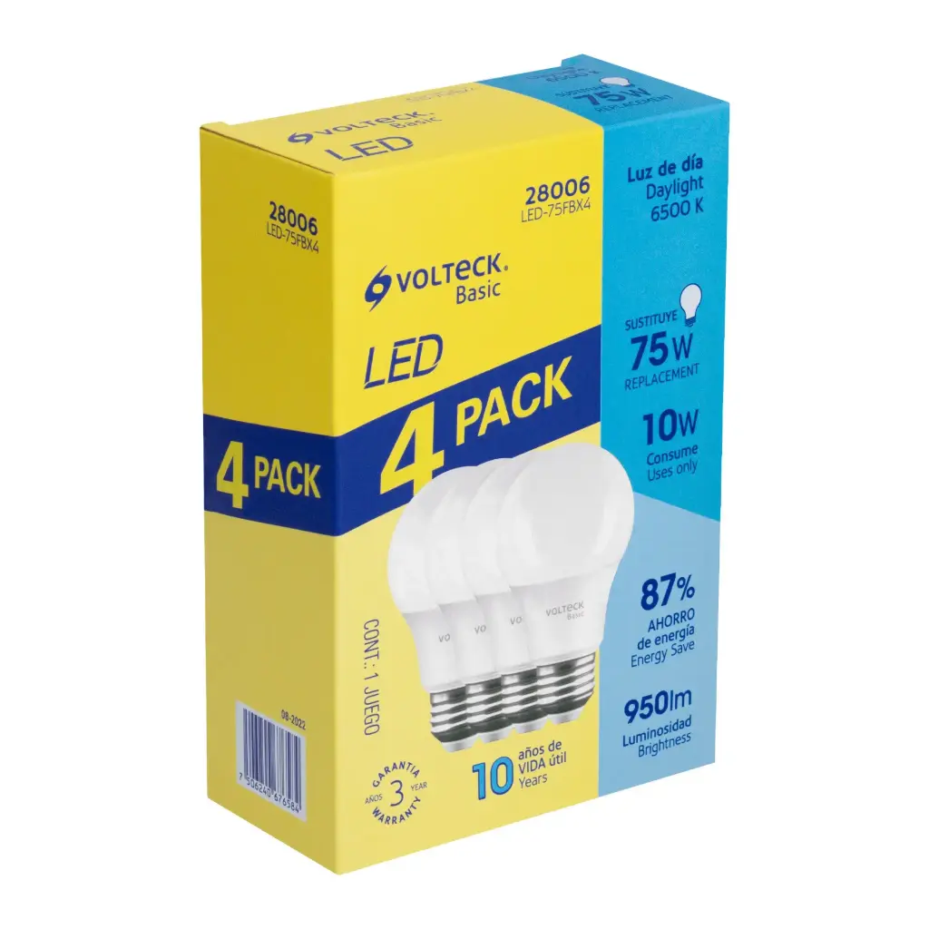 [28006] Paquete de lampara led 10w sustituye 75w 4pz │Foco