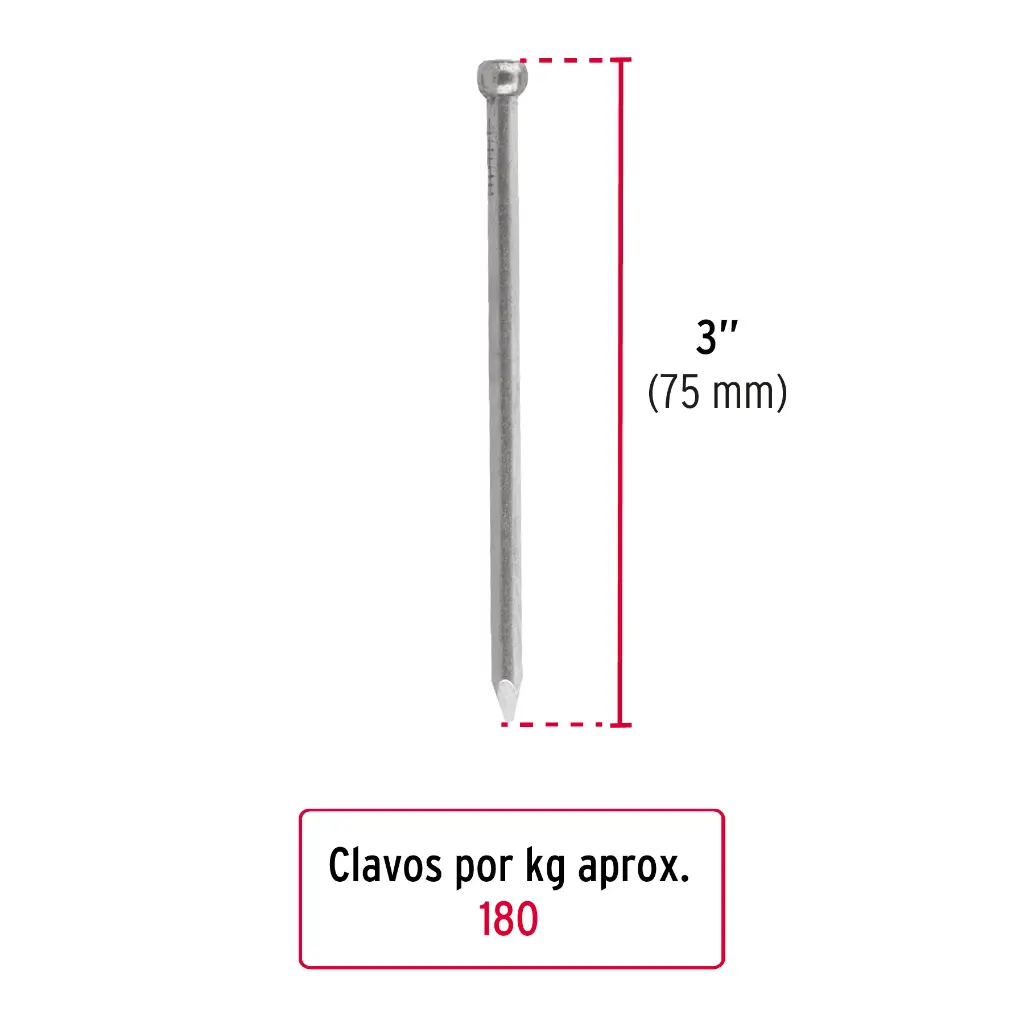 Kilo clavo 3" s/cab para madera | Fiero