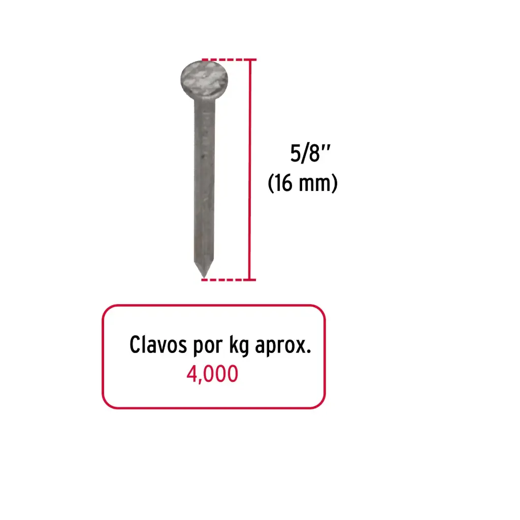 Kilo clavo 5/8" alfilerillo c/cab | Fiero