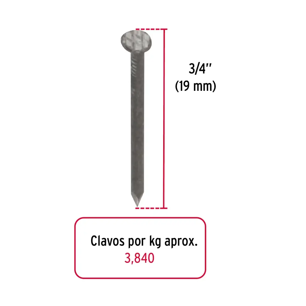 Kilo clavo 3/4" alfilerillo c/cab | Fiero