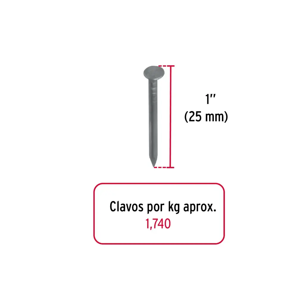 [44149] Kilo clavo 1" c/cab para madera | Fiero