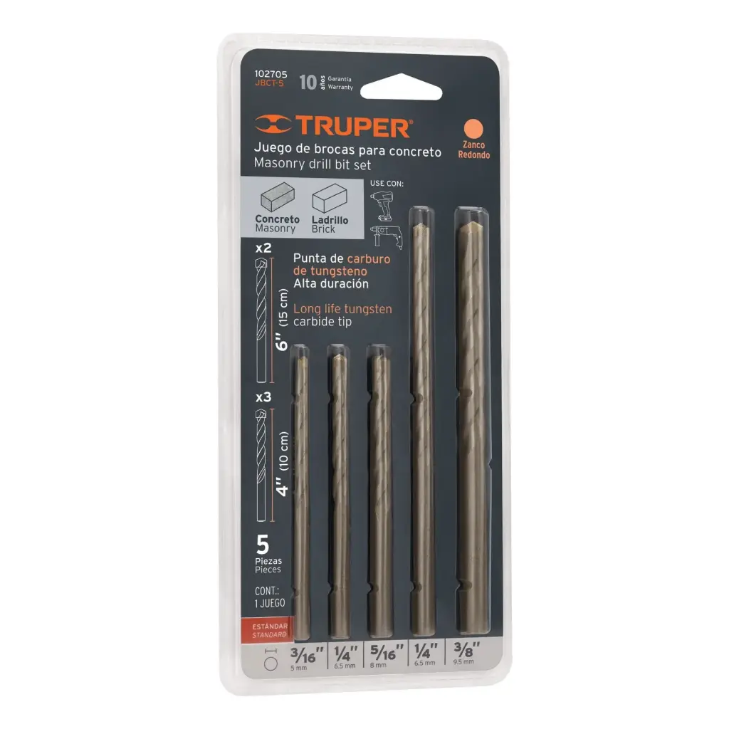 Juego con 5 brocas para concreto | Truper