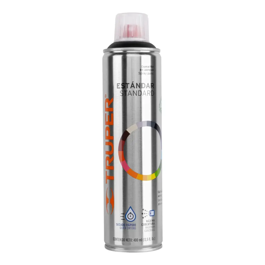 Pintura en aerosol negro mate bote esbelto 400 ml | Truper