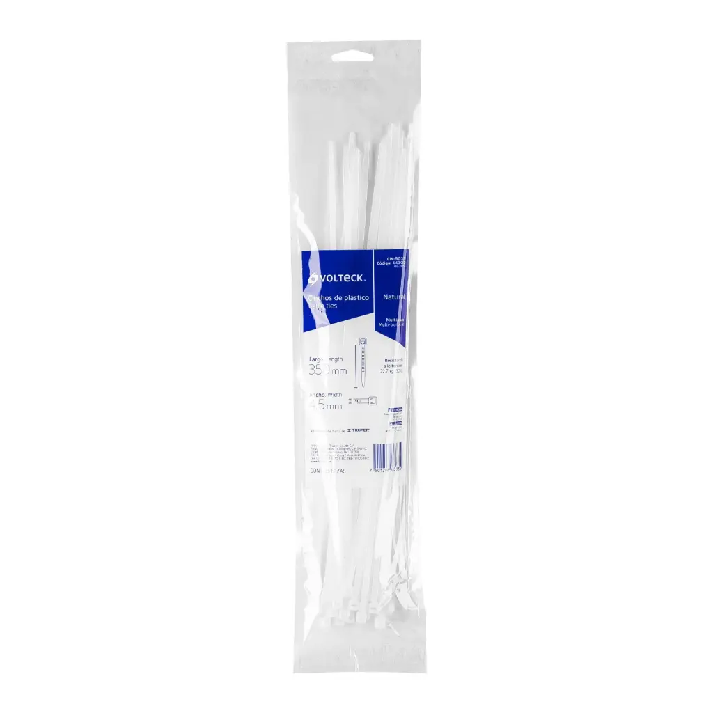 Bolsa cinchos 350×4.5 mm naturales con 25 pzas | Volteck