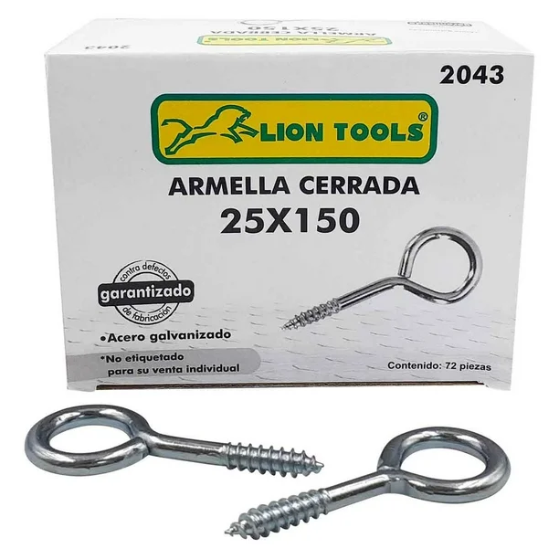 [2043] Caja con armella cerrada 25 x 150 | Lion Tools con 144 pzas