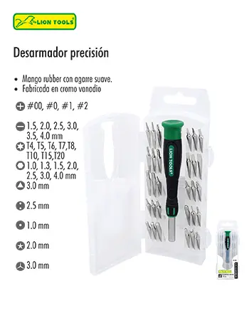 Desarmador de presición con 30 puntas | Lion Tools