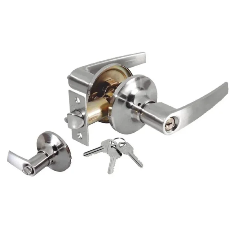 [2504] Cerradura de manija cromo mate para recámara | Lion Tools