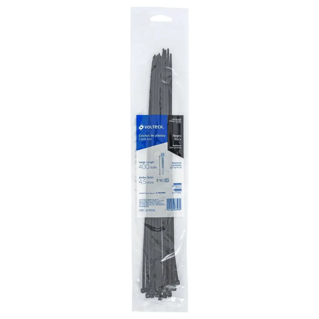 Bolsa cinchos 400×4.5 mm negros con 25 pzas | Volteck