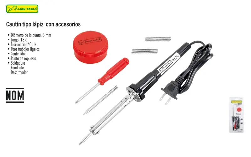 [4139] Cautín tipo lápiz con accesorios | Lion Tools