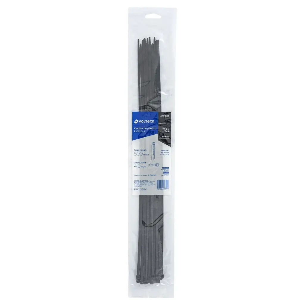 Bolsa cinchos 500×4.5 mm negros con 25 pzas | Volteck