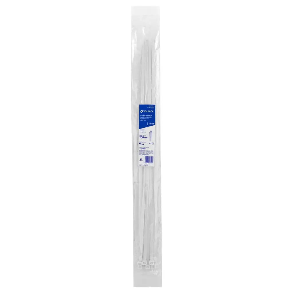Bolsa cinchos 700×9 mm alta resistencia 700×9 mm naturales con 10 pzas | Volteck