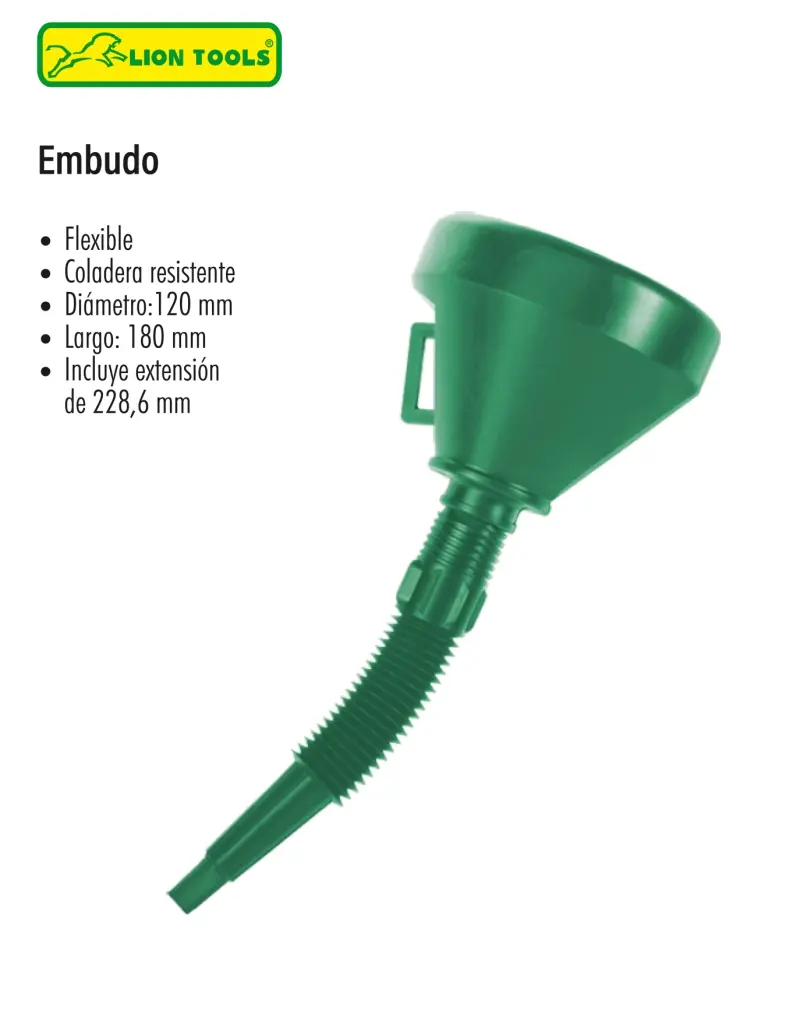 [4769] Embudo con extensión de plastico | Lion tools