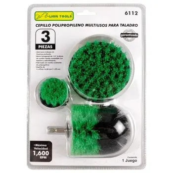 [6112] Cepillo de polipropileno multiusos para taladro con 3 pzas | Lion Tools