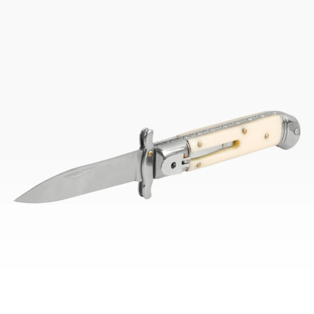 Navaja 3 1/2" automática cacha blanca con funda | Lion Tools