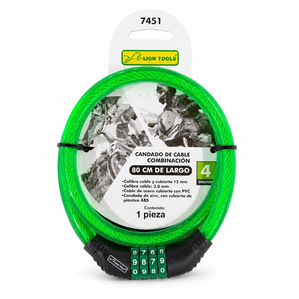 Candado cable 80cm combinación bicicleta | Lion Tools